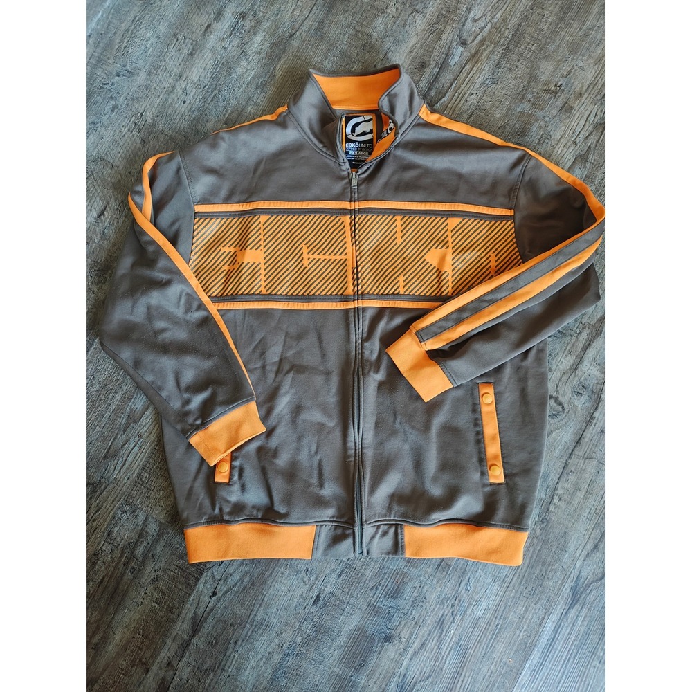 Ecko Unltd Mens Track Jacket 2XL Brown Orange Full Zip Rhino Streetwear RN93536